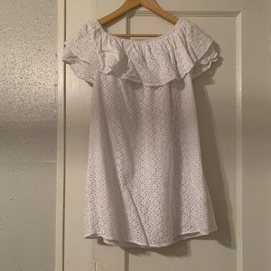 White Eyelet Off the Shoulder Dress